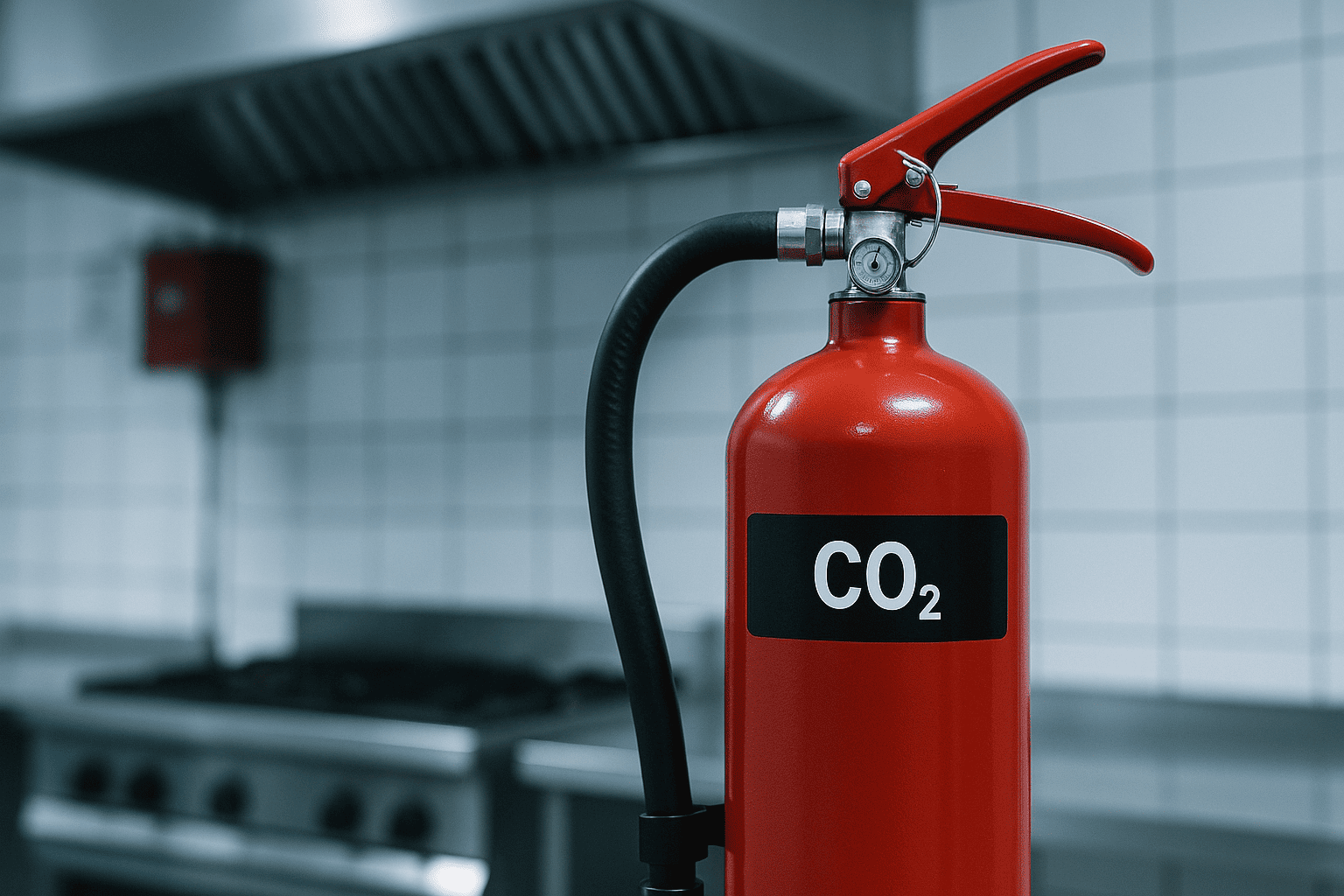 istema de extinción por CO₂ en cocina industrial profesional